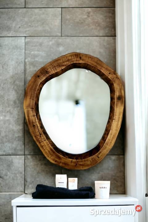 Lustro dekoracyjne okrągłe drewno naturalne podkarpackie Rzeszów