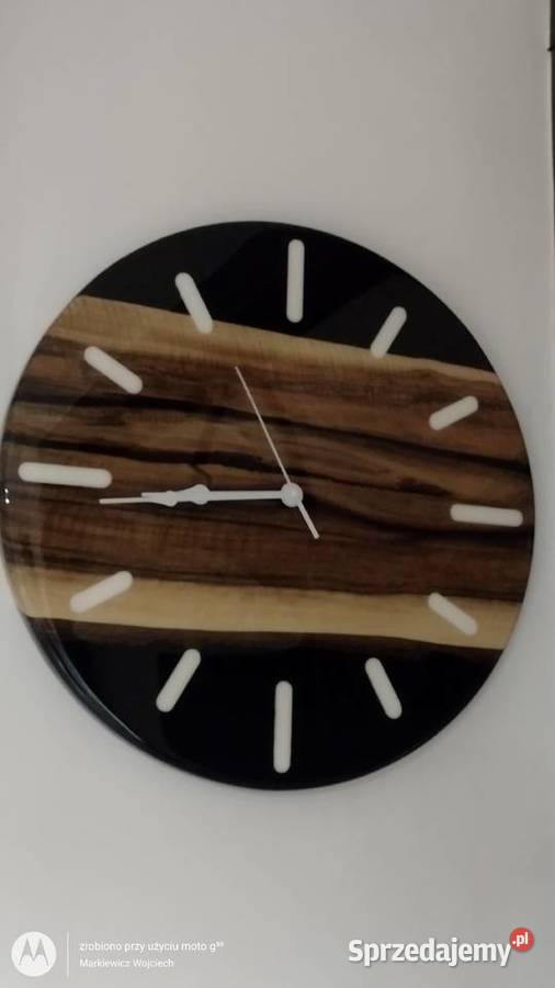 Zegar rękodzieło Drewno z żywicą Zamość