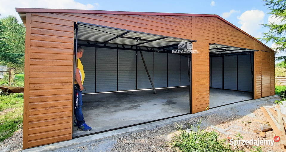 GARAŻ BLASZANY 9m x 6m DWUSPAD 2x BRAMA DRZWI małopolskie sprzedam