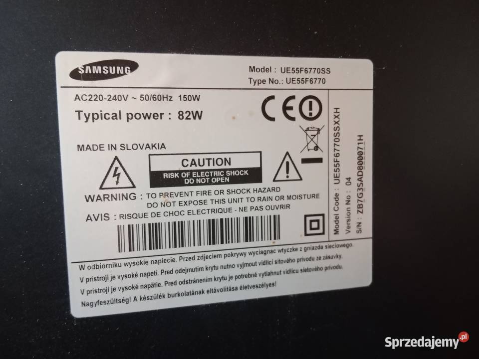 Samsung 55 LED UE55F6770 Smart TV Do naprawy LED Telewizory Ruda Śląska sprzedam