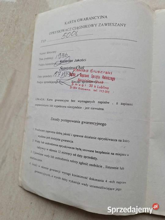 Opryskiwacz herbicydowy sadowniczy zawieszany Suchodoły