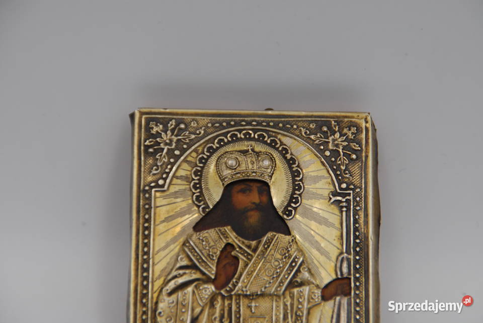 Rosyjska miniatura ikona srebro 875 XIX wiek Poznań