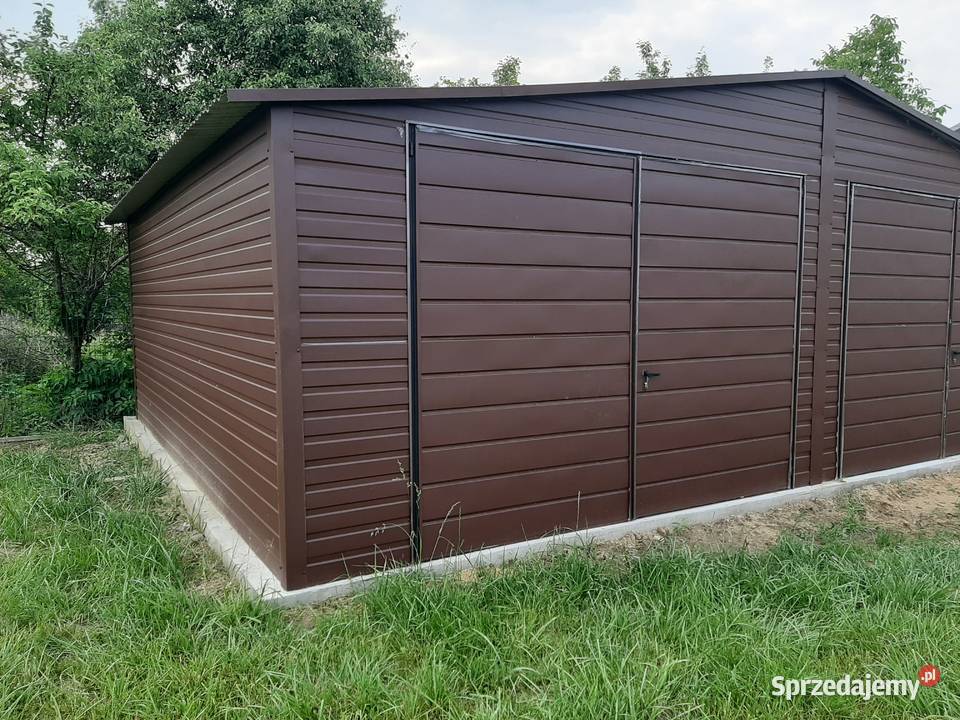 Duży Garaż Blaszany Brązowy 2 bramy uchylne Sprzedaż lubelskie Puławy