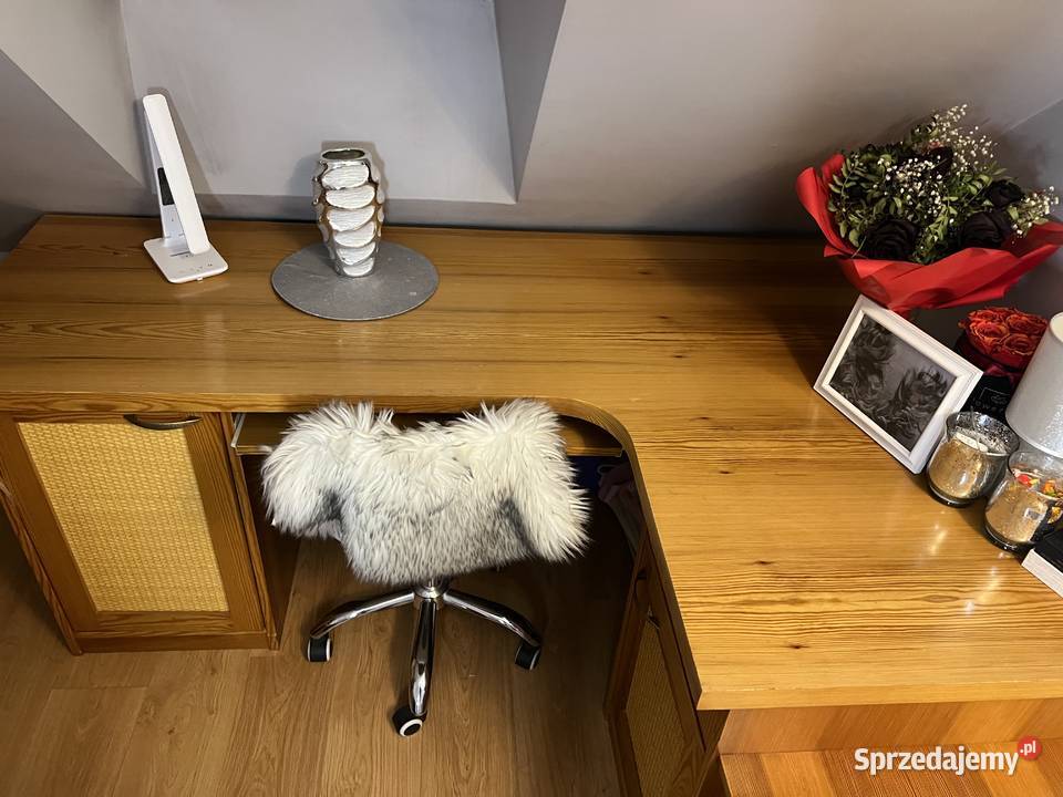 zestaw mebli duże łóżko biurko z drzewa