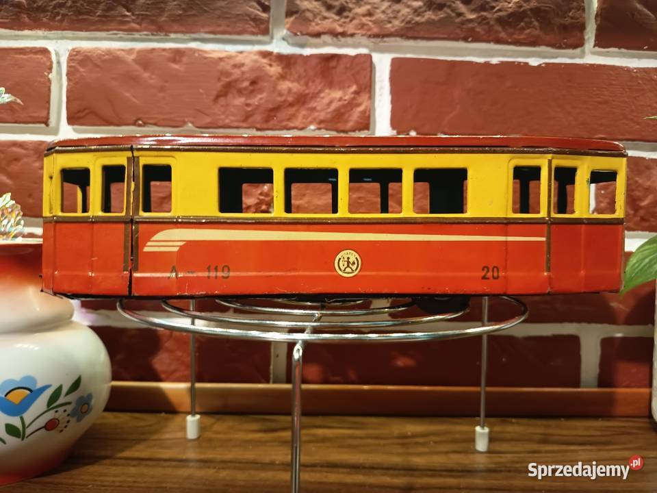 Zabawka VINTAGE PRL Metalowy Wagonik Tramwaj Bydgoszcz