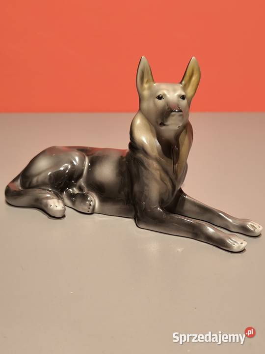 Porcelanowa figurka owczarek niemiecki Hollohazi Poznań