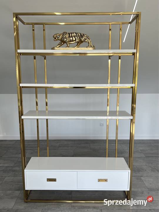 Złoty regał Glamour Premium z szufladami biała Nowy Sącz