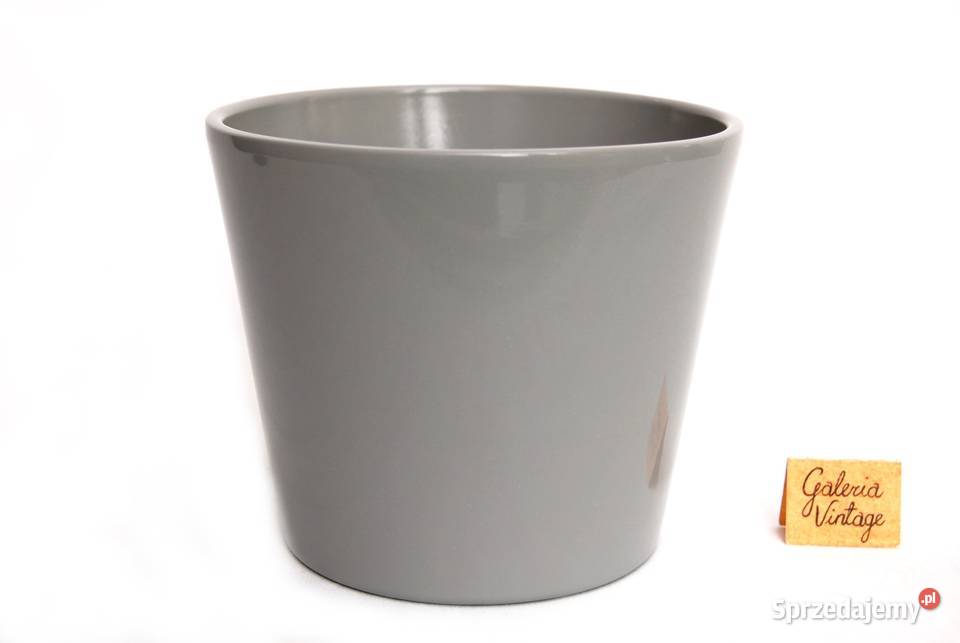 Doniczka osłonka ceramiczna szara gładka śr 13 lubelskie Lublin