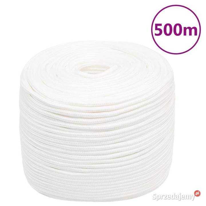 vidaXL Linka żeglarska biała jednolita 10 mm 500 Szyny i linki sprzedam
