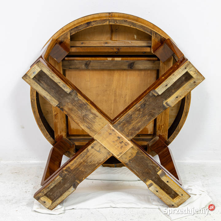 Stół okrągły art deco rozkładany orzech wielkopolskie Swarzędz