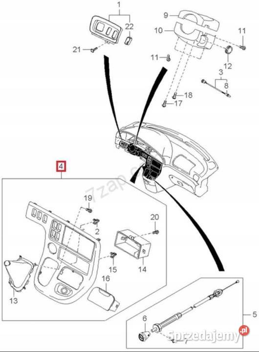 RAMKA OSŁONA KONSOLI KIA CARNIVAL ORYGINAŁ zASO