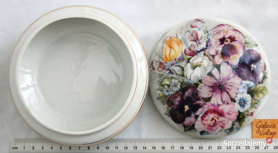 Bombonierka szkatułka porcelana Ćmielów vintage wielokolorowy Lublin