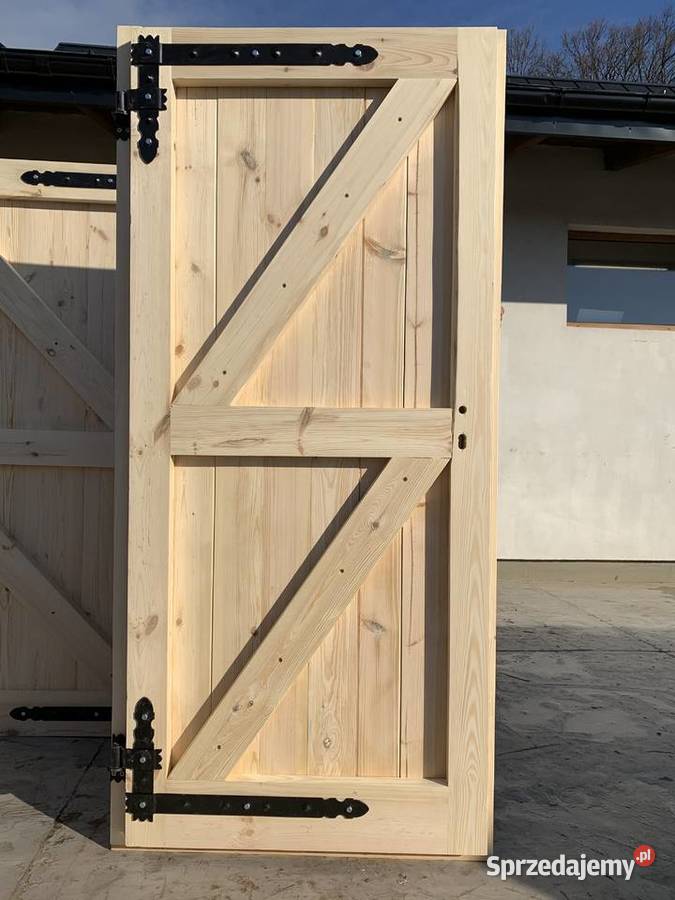 DRZWI GARAŻOWE LITE DREWNIANE sosnowe z Drewno kujawsko-pomorskie