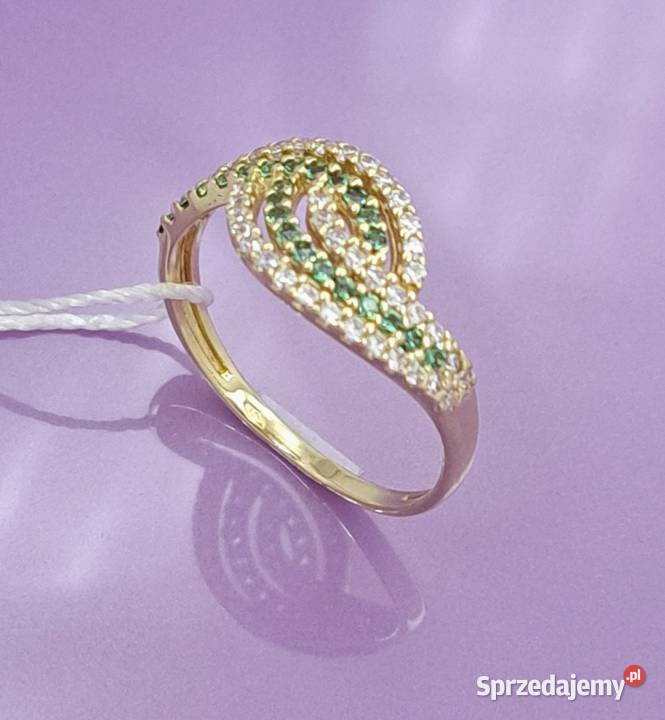 Pierścionek r17 Złoty pr585 z Turmalinami Z971 sprzedam