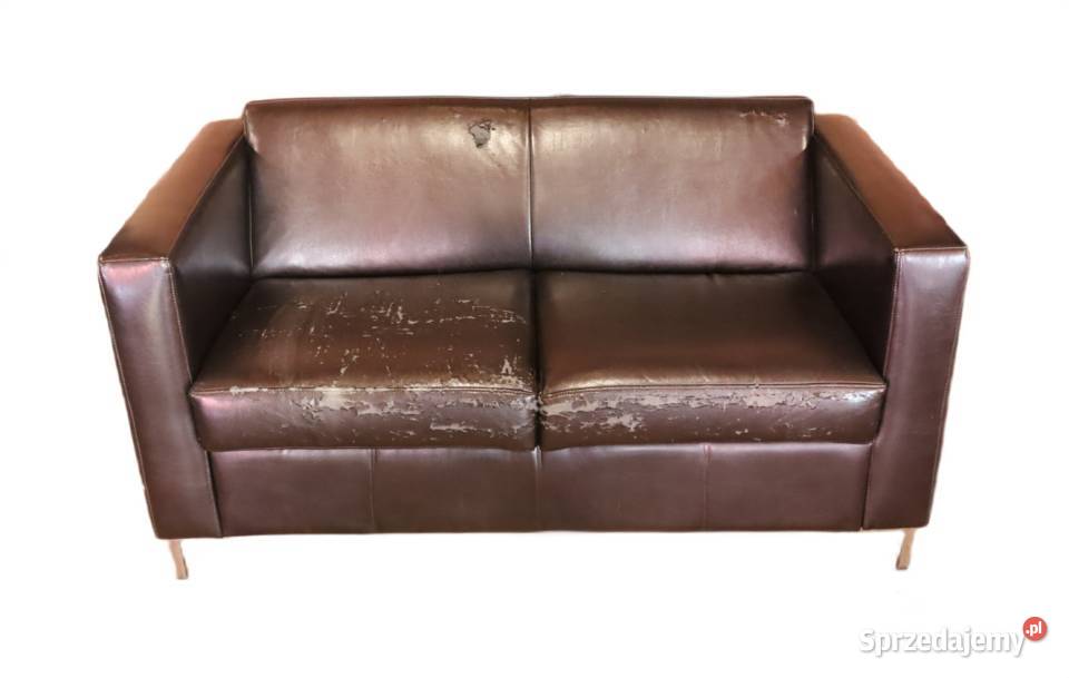 Sofa 2miejscowa brązowa skóra do renowacji Pszczyna
