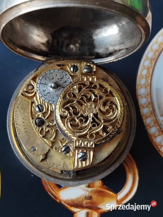 J Miller Srebrny zegarek kieszonkowy 1760 wielkopolskie Wagowo