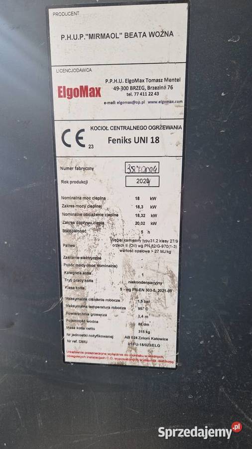 Sprzedam Kocioł Piec Feniks 18kw