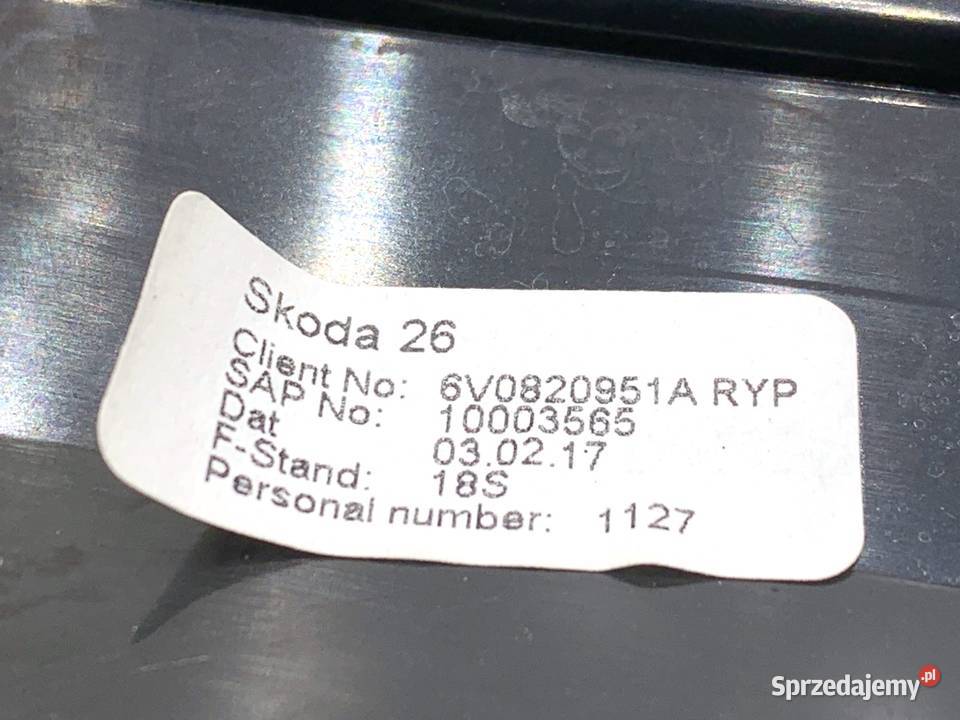 KRATKA NAWIEWU PRZÓD SKODA FABIA III 6V0820951A