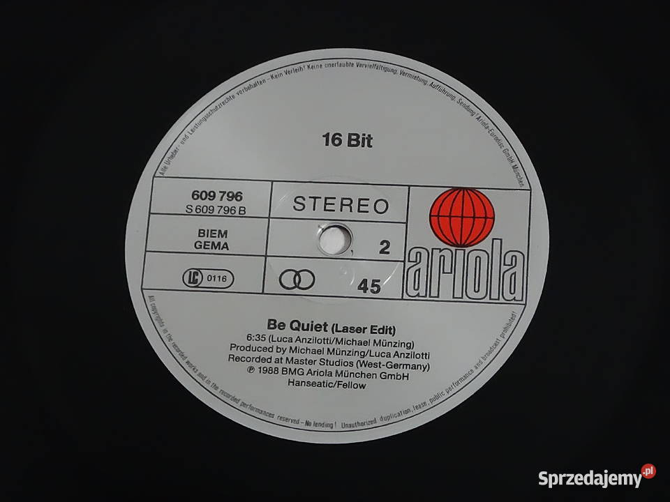 16 Bit Too Fast To Live Be Quiet MaxiSingle 1988 Płyty i kasety Biłgoraj
