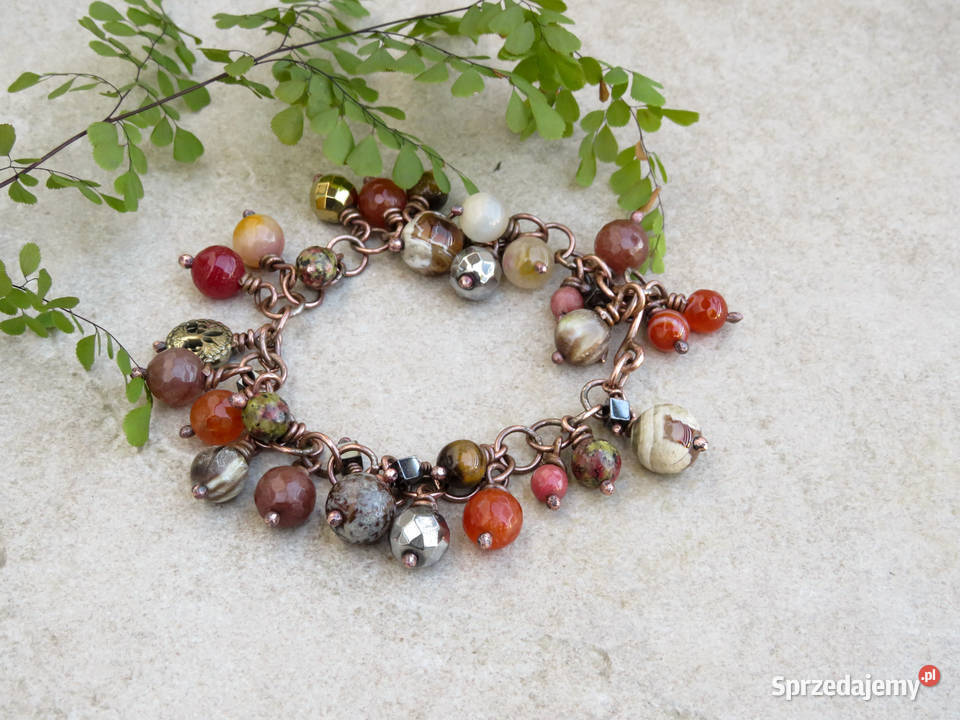 Miedziana bransoletka mix kamieni Wieliczka sprzedam