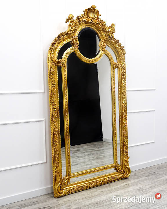 ZŁOTE DUŻE LUSTRO do SALONU GARDEROBY LUSTRO Dom i Ogród wielkopolskie Kalisz