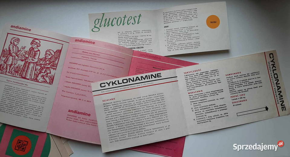Ulotki reklamowe leków czasy PRLu Łódź