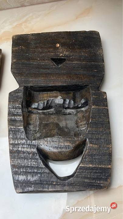 Afrykańska maska Wojownik Wykonana z jednego Antyki, Sztuka, Kolekcje pomorskie Gdańsk