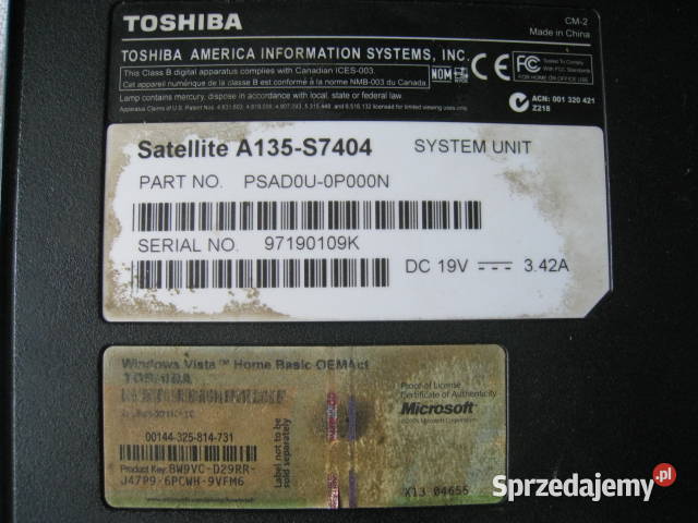 Laptop Toshiba Satellite A135 śląskie Częstochowa