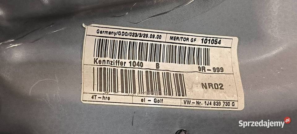 PODNOŚNIK SZYBY PT VOLKSWAGEN GOLF IV 1J4839730G Lipno