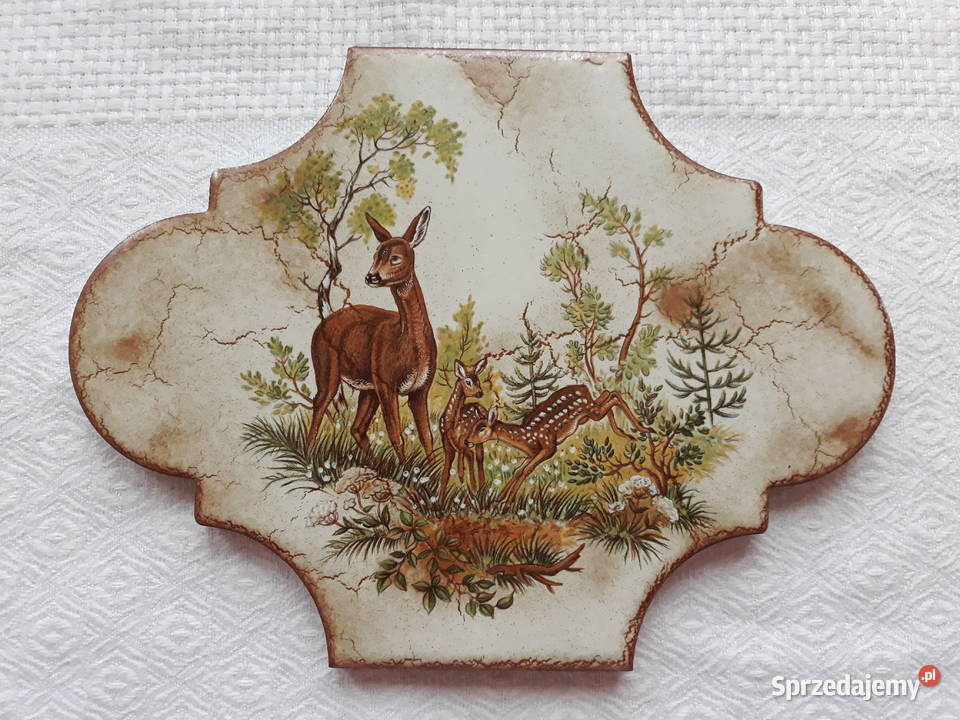 Plakietka kafel ceramiczna ozdoba sarenka sarny Gdańsk
