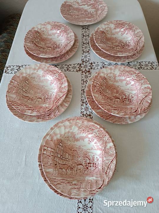 Talerze obiadowe angielskie Royal wzór konie z Porcelana i szkło Gorlice