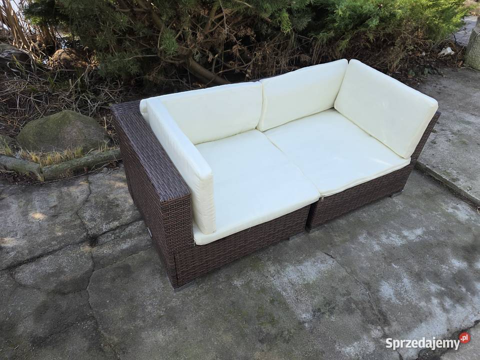 Sofa do ogrodu z poduszkami ecru 2osobowa brąz Wschowa