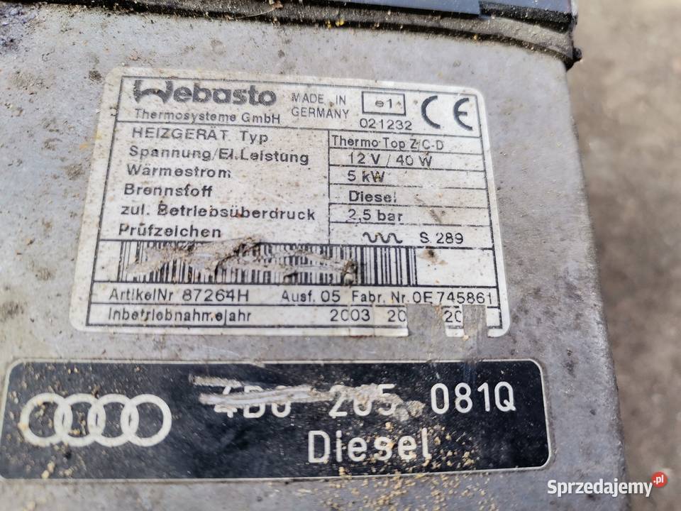 Sprzedam AUDI A6 C5 WEBASTO THERMO TOP ZCD Gubin