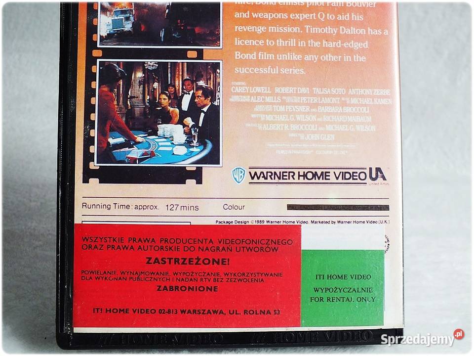 Kaseta VHS Film James Bond 007 Licencja na Żary
