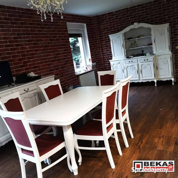 Biały Stół rozkładany Ludwik 160200240 6 Krzeseł Rzeszów