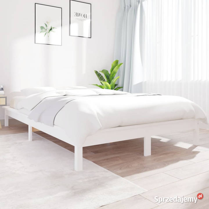 Rama łóżka biała lite drewno sosnowe 200 x 200 Warszawa