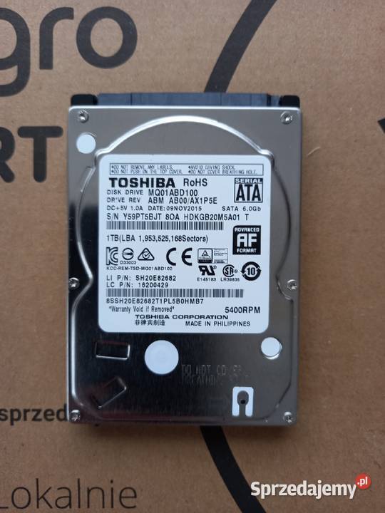 Dysk do laptopa 1TB SATA 25cala TOSHIBA Pojemność 1000 Elektronika Tomaszów Lubelski