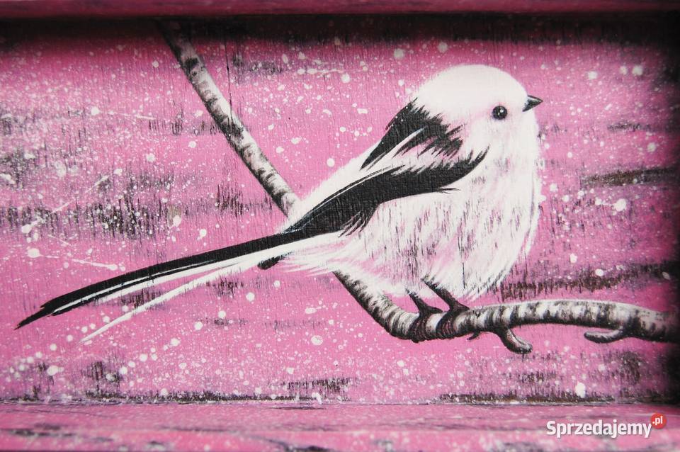 Drewniana tacka malowana ptak raniuszek sprzedam