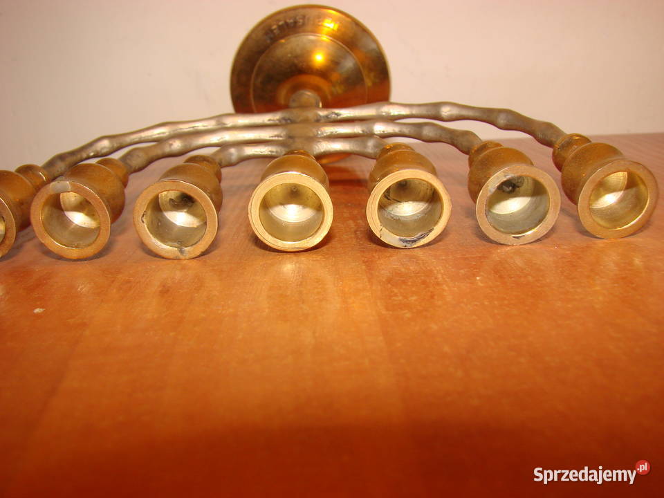 mosiężna menora pamiątka z Jerozolimy Pruszcz Gdański