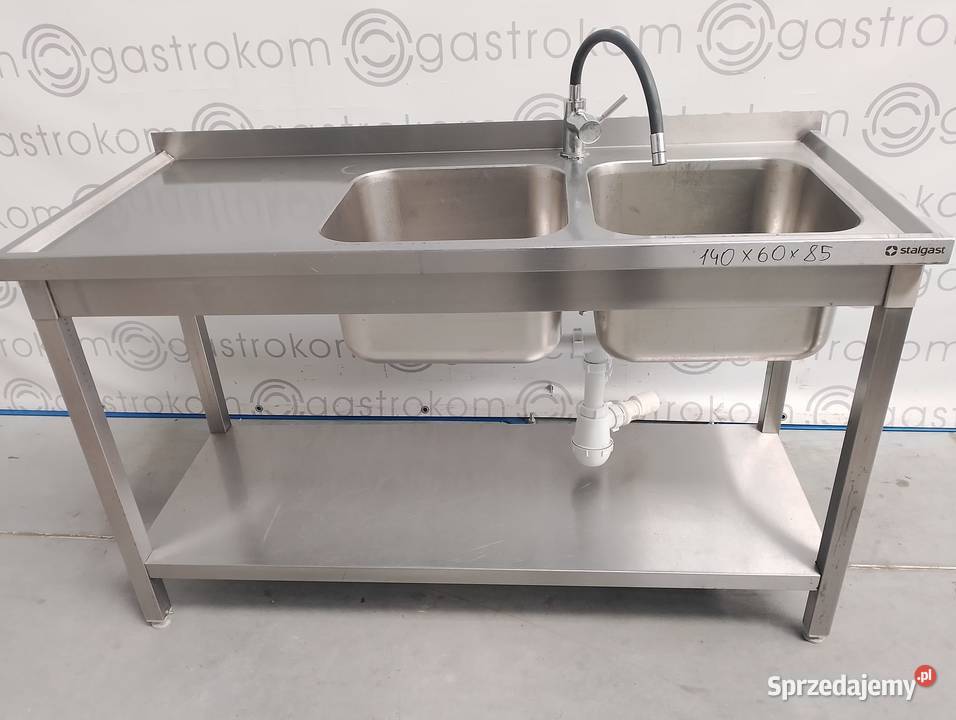 Stół z 2 zlewami i półką 140x60x85 Wrocław