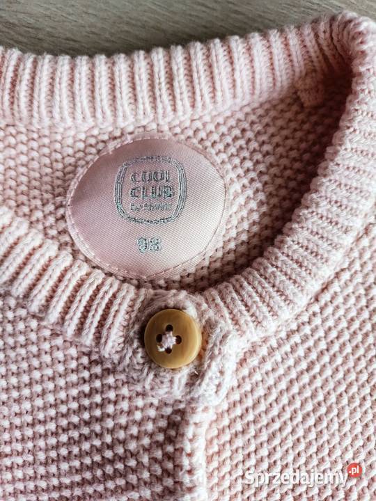 Sweter dziewczęcy różowy rozpinany z kieszeniami różowy Płock