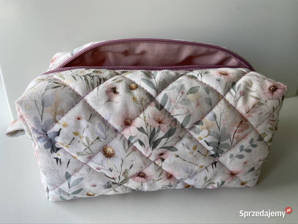 Zestaw 2 kosmetyczek w pastelowe kwiaty ręcznie pomorskie