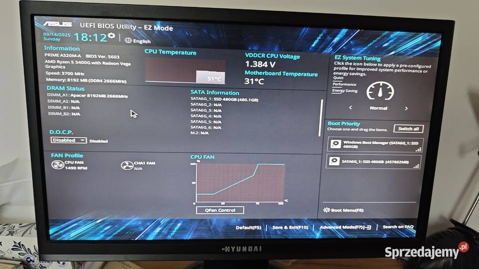 Komputer Vist VR8 Ryzen 5 Vega11 8GB480GB Liczba rdzeni procesora 4 Kębłowo