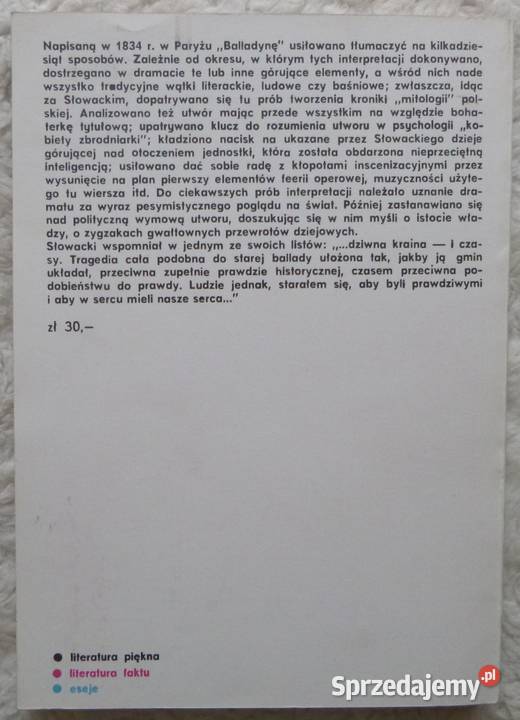 Balladyna Juliusz Słowacki Warszawa sprzedam