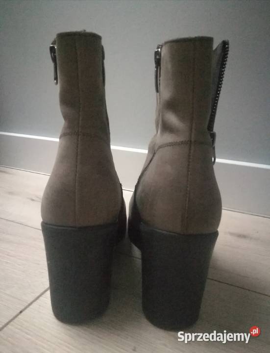 Damskie skórzane botki na słupku WOJAS Dębica