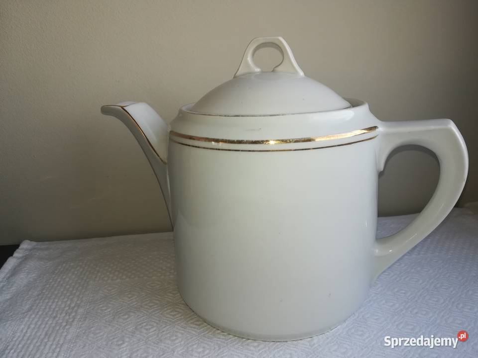 biały b duży dzbanek porcelan artdeco