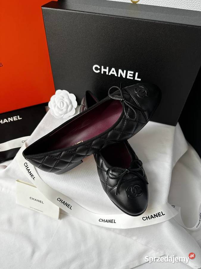 Baleriny Chanel Flats Cambon Black Leather Warszawa