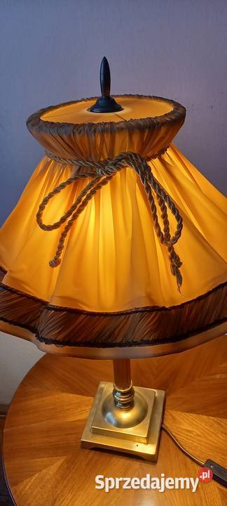 Romantyczna mosiężna lampa z abażurem Antyki Skierniewice