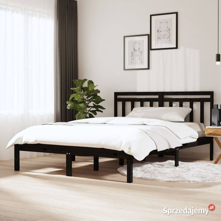 Rama łóżka czarna lite drewno sosnowe 140x190 146cm Warszawa