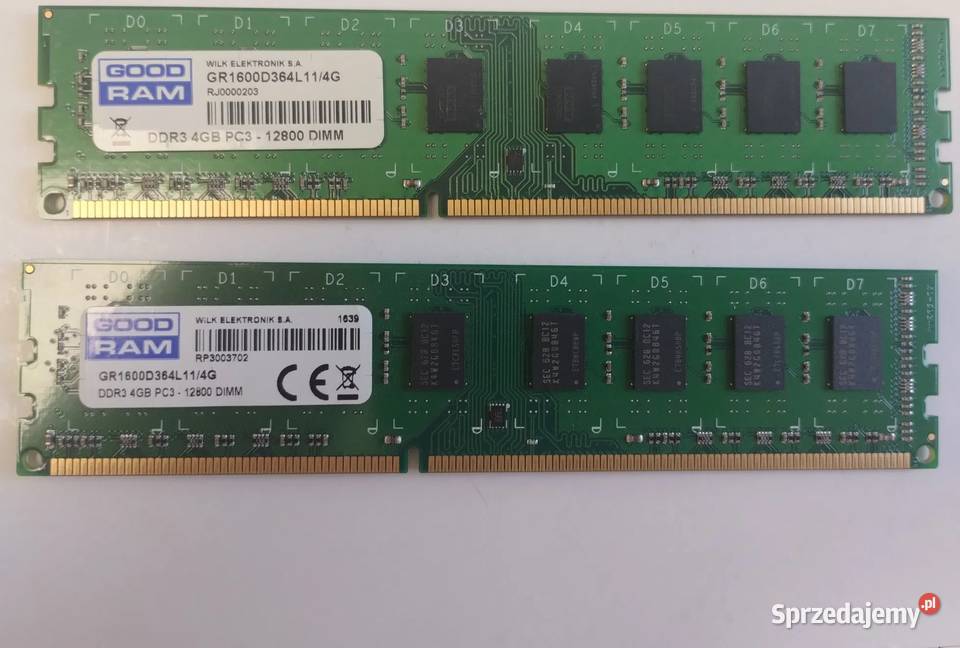 Pamięć RAM DDR3 2x4GB 1600MHz GR1600D364L11 Bytów sprzedam